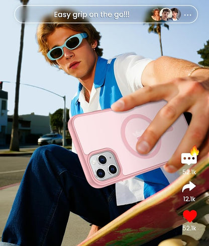 FNTCASE for iPhone 11 Pro Case: [Compatible with Magsafe] Translucent Matte Magnetic Phone Cover - Military Grade Drop Protection Shockproof Protective for iPhone 11Pro 2019 Cases - LightPink
