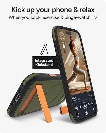 ZAGG Sedona Snap Case with Kickstand for iPhone Air - Green Sea Kelp, Drop Protection (13ft/4m), Multi-Layer Protection, with Camera Button, MagSafe Phone Case with Impact-Absorbing Bumpers