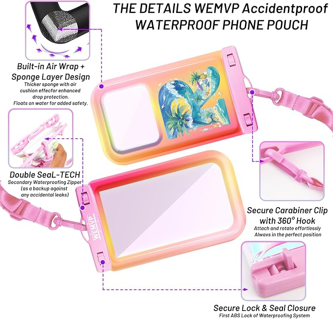 Personalized Initial Waterproof Phone Pouch Case - IPX8 Cellphone Dry Bag with Lanyard for iPhone 16/15/14/13/12 Pro Max (6.1–6.9"), Beach & Cruise Ship Essentials with Monogrammed Design (Pink, R)