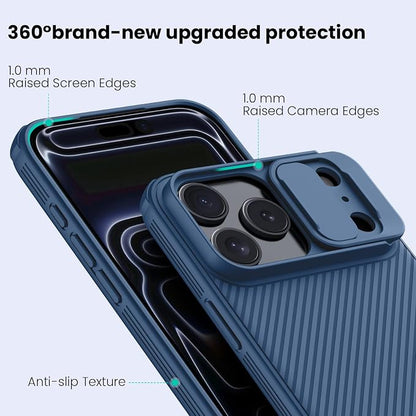 Nillkin for iPhone 17 Pro Case with Slide Camera Cover, Thin Slim Fit, Shockproof Protective, Protector Privacy, Phone Case iPhone 17 Pro Camera Lens Protector 6.3 inch, Blue