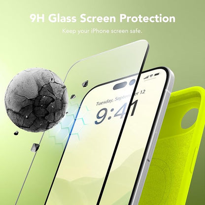 Magnetic for iPhone Air Case, Compatible with MagSafe, [Full Camera Protection][Screen Protector] Silicone Shockproof Protective Phone Case for iPhone 17 Air 6.5", Fluorescent Green