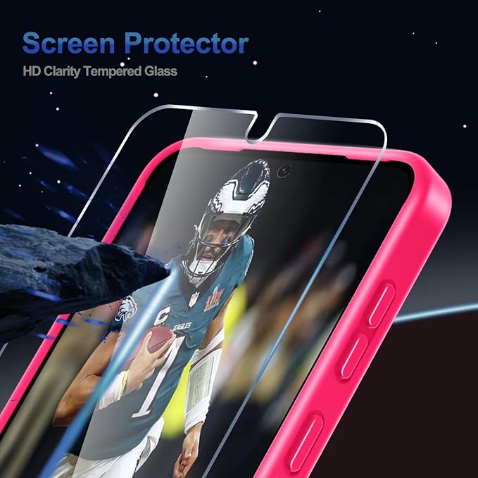 RMOCR for Samsung Galaxy S25 Case with Screen Protector+Lanyard Wrist Strap,Magnetic Translucent Matte Rugged Slim Phone Cover Built in Invisible Kickstand [Fit for MagSafe],2025 Hot Pink