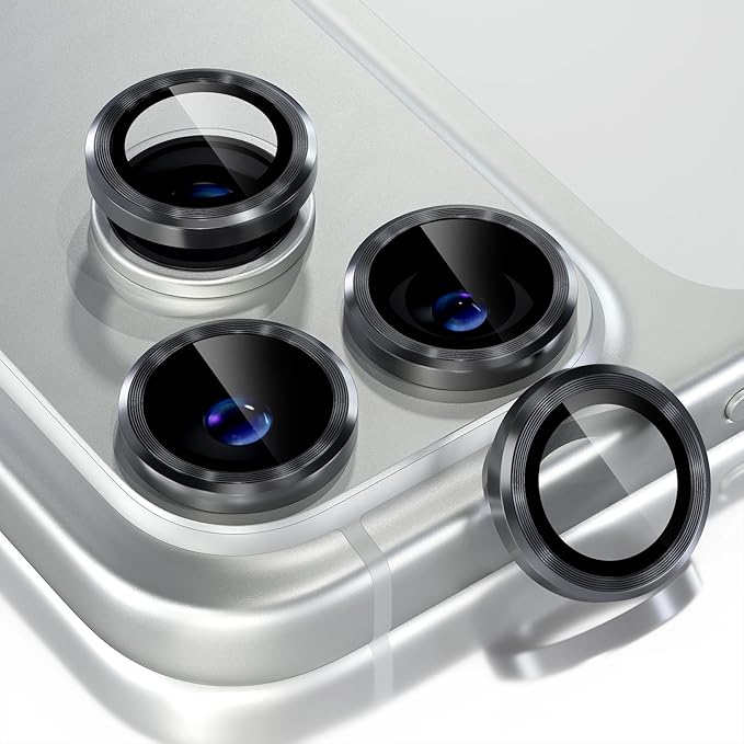Choiche Compatible for iPhone 17 Pro/iPhone 17 Pro Max Camera Lens Protector, 9H Tempered Glass Camera Cover Screen Protector Metal Ring Decoration Accessories (Black)