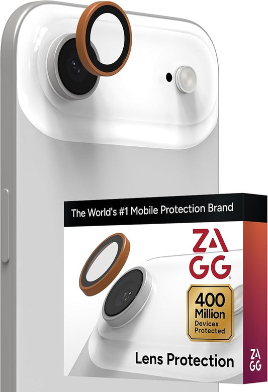 ZAGG iPhone Camera Lens Protector for iPhone Air - Orange, Camera Ring, Maximum Impact & Scratch Protection, Anti-Reflective Technology, Smudge-Resistant, Precise Fit, Glass Elite