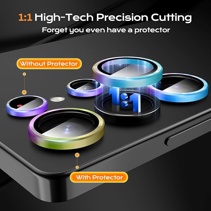 Camera Lens Protector for Samsung Galaxy S25 Ultra,Tempered Glass Metal Individual Camera Cover Screen[Anti-drop] Case Friendly- Colorful