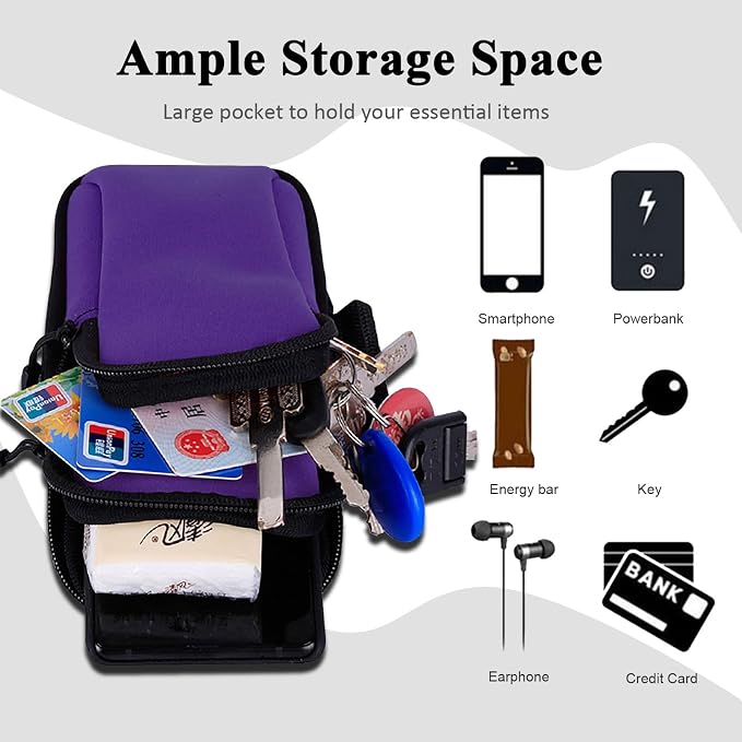 Phone Holder for Running Armband,Cell Phone Crossbody Bags for Women Kids,iPhone 11 12 13 14 15 16e 16 17 Pro Max Xs Xr X Plus Mini Galaxy Ultra S26 S24 Note Key Pouch Workout Sports Arm Band