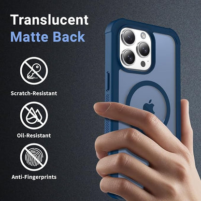 jaroco Magnetic for iPhone 15 Pro Max Case, [Compatible with MagSafe][Military Grade Drop Protection][Heavy Duty Protection][Non-Slip][Shockproof] 2-Layer Durable Bumper Phone Case 6.7''-Deep Blue