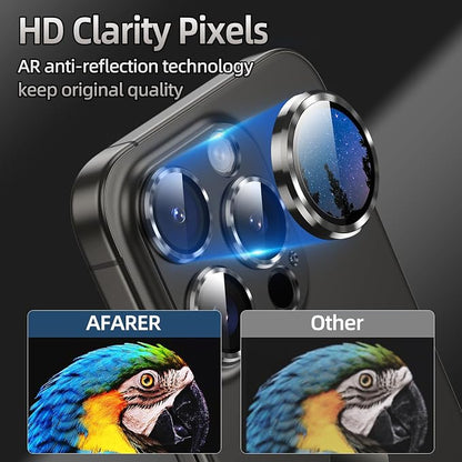 AFARER 2025 Camera Lens Protector for iPhone 15 Pro/15 Pro Max, Upgraded Metal Tempered Glass Film Strong Adsorption Anti-Scratch Screen Protector -Grey