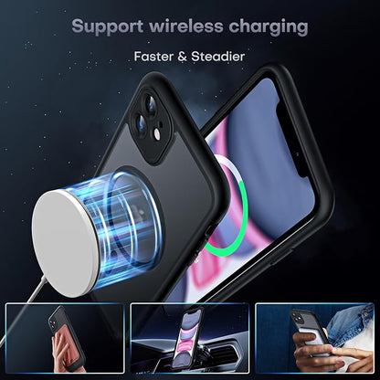 TOCOL for iPhone 11 Phone Case, Compatible with Magsafe Charger, Full Camera Protection, Drop Protection, Translucent Matte for iPhone 11 Case 6.1 inch (Black)