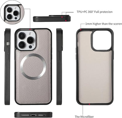 Crossbody Wallet Case for iPhone 16 Pro Max, Magnetic Detachable Floral PU Leather Phone Case with RFID Blocking Card Holder Wristlet Mirror Flip Zipper Shoulder Purse for Wome - Gray