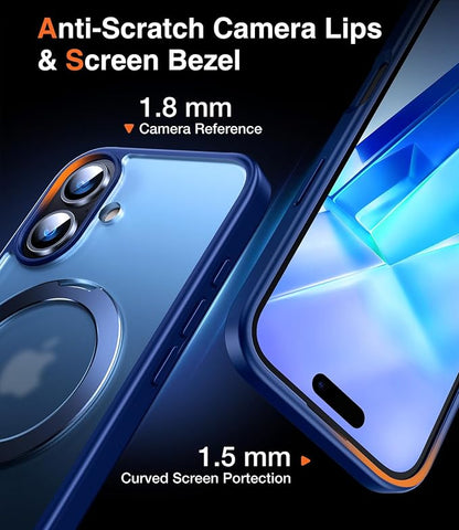 Chicfun 3-in-1 [Magnetic+Kickstand+Ring Holder] for iPhone 16 Case with Stand Ring Holder， Compatible with MagSafe, Military Shockproof Protective Kickstand Phone Case iPhone 16 Cover Blue