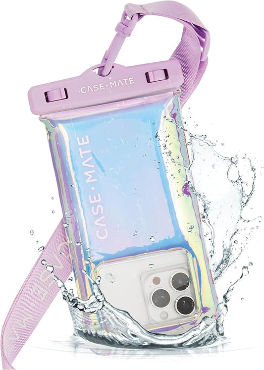 Case-Mate Soap Bubble IP68 Waterproof Phone Pouch - Travel Beach Cruise Ship Essentials - Floating Waterproof Phone Case with Crossbody Lanyard for iPhone 17 Pro Max/16 Pro/15/14/13/S26 - Iridescent