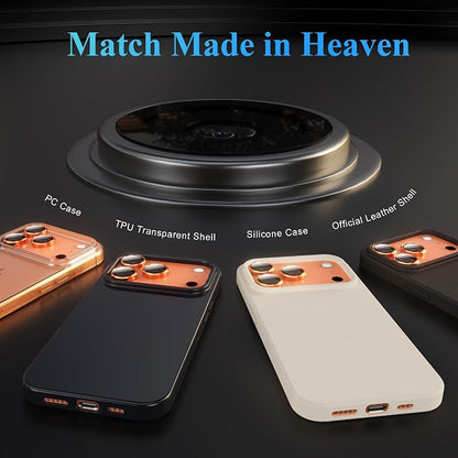 YWXTW Camera Lens Protector for iPhone 17 Pro/iPhone 17 Pro Max, [1 Step Installation Tray] Tempered Glass Screen Protector Metal Individual Camera Cover Accessories Case Friendly (Cosmic Orange)