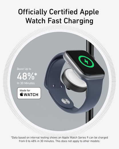 Anker MagSafe Charger Stand Compatible, iPhone 17 MagGo 3 in 1 Wireless Charging Station,Qi2 Certified 15W Wireless Charger, Desk Accessory, for iPhone 16/15/14/13 Series Apple Watch, AirPods