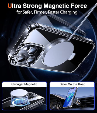 Chicfun 3-in-1 [Magnetic+Kickstand+Ring Holder] for iPhone 16 Pro Case with Stand Ring Holder， Compatible with MagSafe, Military Shockproof Kickstand Phone Case iPhone 16 Pro Cover Clear