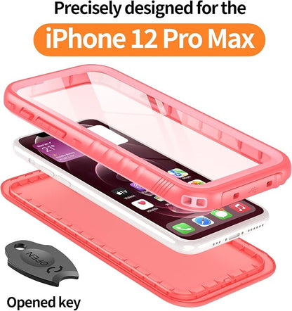 Cozycase Compatible with iPhone 12 Pro Max Case Waterproof, Built-in Screen Protector, Full Body Protective Cover, Shockproof Waterproof Case for iPhone 12 Pro Max 6.7 inch 2020 (Pink)