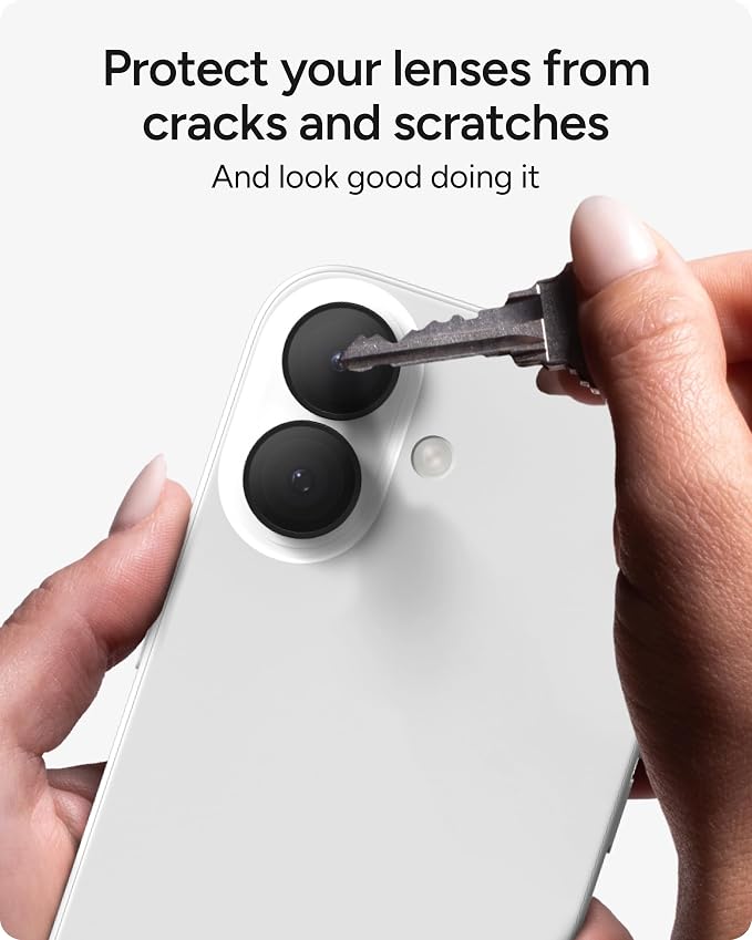 ZAGG iPhone Camera Lens Protector for iPhone 17/16/ 16 Plus - Black, Camera Ring, Maximum Impact & Scratch Protection, Anti-Reflective Technology, Smudge-Resistant, Precise Fit, Glass Elite