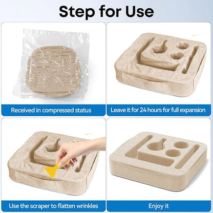 Couch Cup Holder Tray, Couch Caddy for Drink, Snack, Phone, Remote, Ipad, Game Controller, Large-Size Sofa Cup Holder for Bed, Sofa, Car, Desk, Khaki