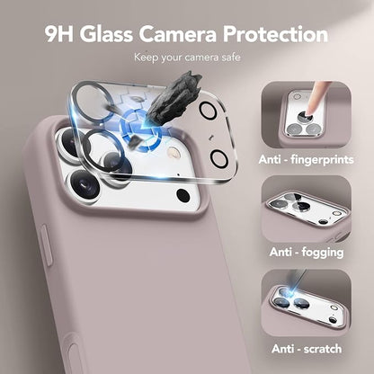 GONEZ Magnetic for iPhone 17 Pro Max Case, Compatible with MagSafe, [Screen Protector + Camera Lens Protector], Liquid Silicone Anti-Scratch Shockproof Protective Phone Case 6.9 inch, Light Taro