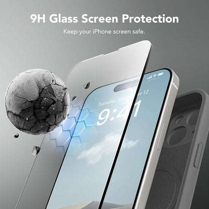 Magnetic for iPhone 13 Case, Compatible with MagSafe, [Full Camera Protection][Screen Protector] Silicone Shockproof Protective Phone Case for iPhone 13 6.1", Dark Gray