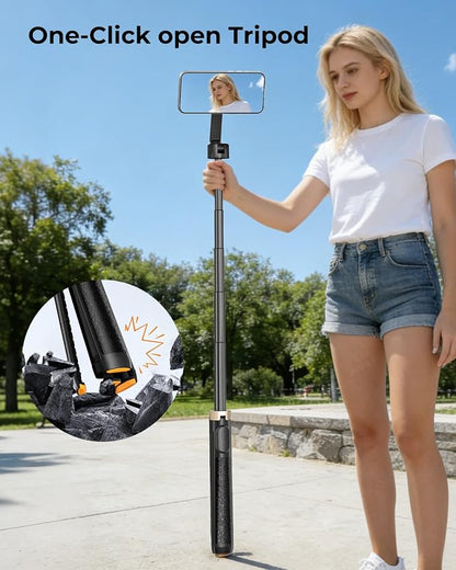 Magnetic Selfie Stick Tripod 72 Inch for iPhone MagSafe, Extendable Phone Tripod Stand with Bluetooth Remote, 360° Rotation Aluminum Selfie Stick for Travel, Vlog, TikTok
