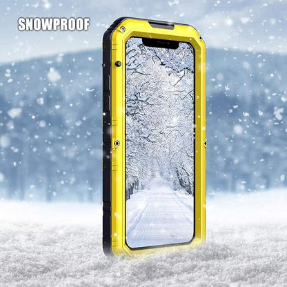 Mitywah Waterproof Case for iPhone 11, Heavy Duty Military Grade Shockproof Cover Built-in Screen Protection, Metal Case Full Body Dustproof Strong Rugged Thick for iPhone 11, Yellow