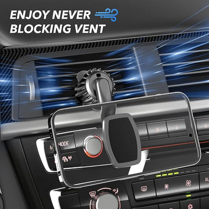 Magnetic Car Phone Holder Mount, Upgraded Clip Car Cell Phone Holder, 360° Strong Magnet Phone Holder for Car, Phone Mount for Car Vent Compatible with iPhone, Samsung, Smartphones, Tablets
