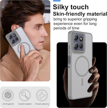 for Motorola Moto g Power 2025/2026 Case [Compatible with Magsafe] Translucent Matte Magnetic Case [Military Grade Protection] with Screen Protector Shockproof for G Power 2025/2026,Dark Gray