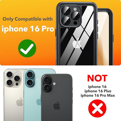 ANTSHARE for iPhone 16 Pro Case Waterproof, [Anti Spy] for iPhone 16 Pro Privacy Screen Protector, [IP68 Under Water] Heavy Duty Full-Body Shockproof Phone Case, Black