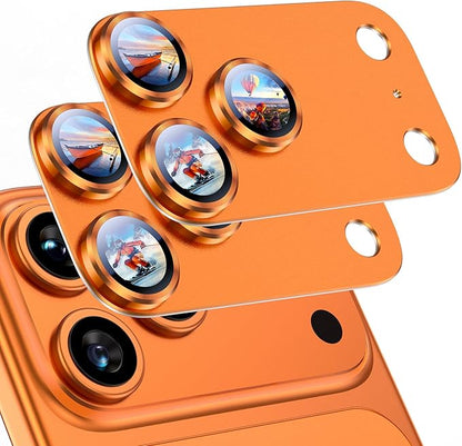 Uyiton Compatible with iPhone 17 Pro Max Camera Lens Protector - [Not Easy to Break][Strong Adsorption][Case-Friendly] Metal Tempered Glass Rear Camera Screen Cover - Cosmic Orange, 2 Packs