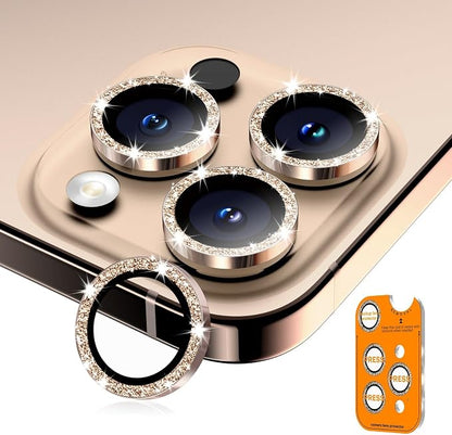 Camera Lens Protector for iPhone 17 Pro Max/17 Pro/16 Pro Max/16 Pro/15 Pro Max/15 Pro/14 Pro Max/14 Pro, Tempered Glass Metal Individual Camera Cover[Anti-drop] Case Friendly-Glitter Desert