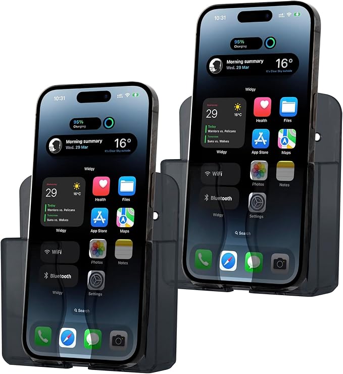 CEI&BPY 2Pack Transparent Wall-Mounted Phone Holder with Adhesive and Nails Fits Most Phones Including iPhone 16 Pro Max
