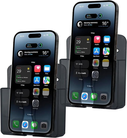 CEI&BPY 2Pack Transparent Wall-Mounted Phone Holder with Adhesive and Nails Fits Most Phones Including iPhone 16 Pro Max