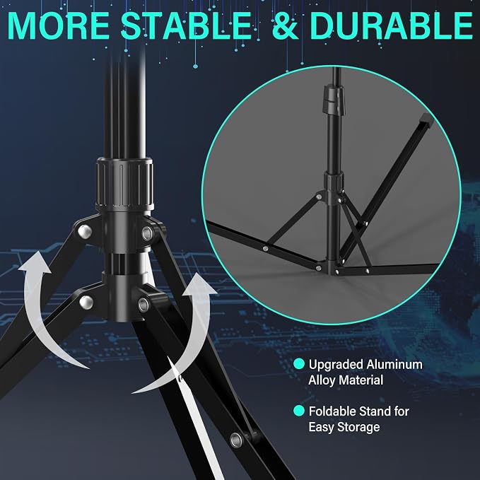 UBeesize 14'' LED Foldable Ring Light with 62'' Tripod Stand, Selfie Ring Light for Video Recording, Live Streaming, TikTok & YouTube, Compatible with iPhone & Android (Black)