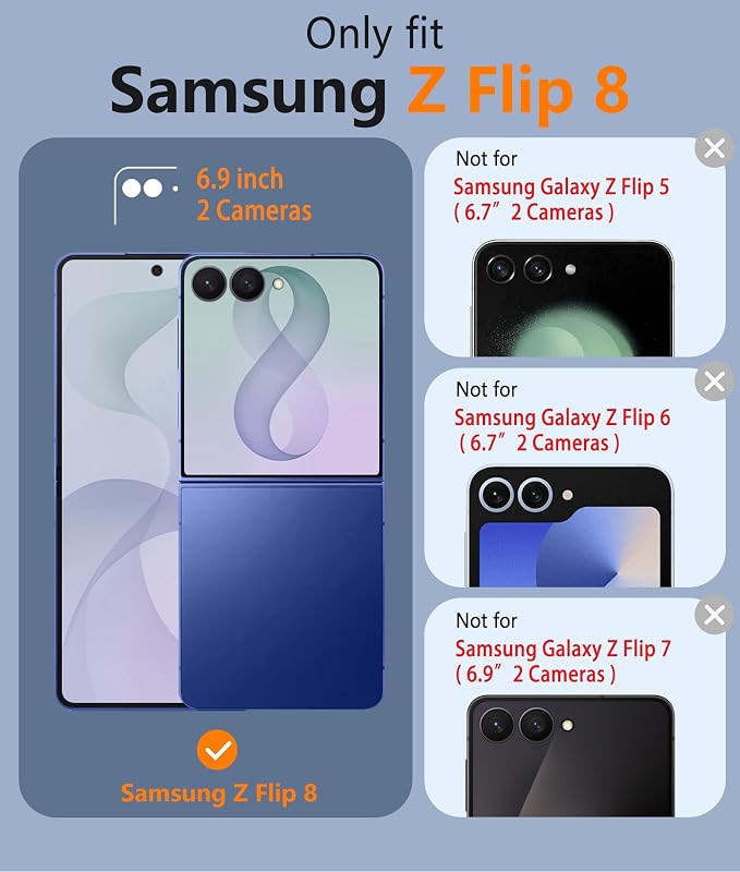 FNTCASE for Samsung Galaxy Z Flip 8 Case, Fit for Magsafe, Screen Protector | Hinge Protection, Translucent Matte, 18FT Military Grade Drop Proof, Protective Phone Cover, Blue