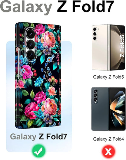 Btscase for Samsung Galaxy Z Fold 7 Case,Built in Front Screen Protector,Gold Glitter Marble Pattern Hard PC Slim Shockproof Full Body Drop Protective Case for Galaxy Z Fold 7 5G, Green