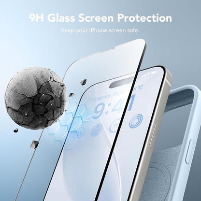 GONEZ Magnetic for iPhone 15 Pro Case, Compatible with MagSafe, [Screen Protector + Camera Lens Protector], Silicone Shockproof Anti-Scratch Protective Phone Case 6.1 inch, Blue
