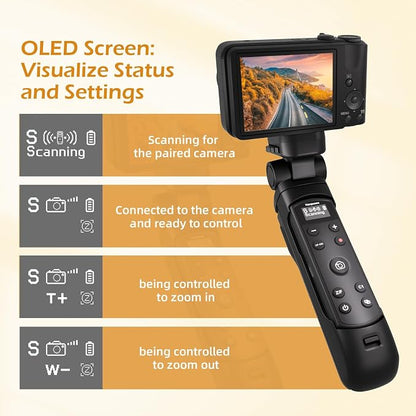 for Sony Tripod Wireless Shooting Grip with Shutter Release - Mini-Tripod with Rechargeable Remote Control for ZV-E10/ZV-E1/ZV-1/ZV-1F/RX100 VII/RX0 II/A6700/A6400/A6600/A7 III/FX3/FX30 - for Vlogging