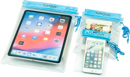 YUMQUA Clear Waterproof Bag, Waterproof Document Pouch Passport Holder Water Tight Map Case Waterproof Pouch Water Proof Small Dry Bags for Kindle Phone Tablet Camera, Kayak Boat PaddleBoard