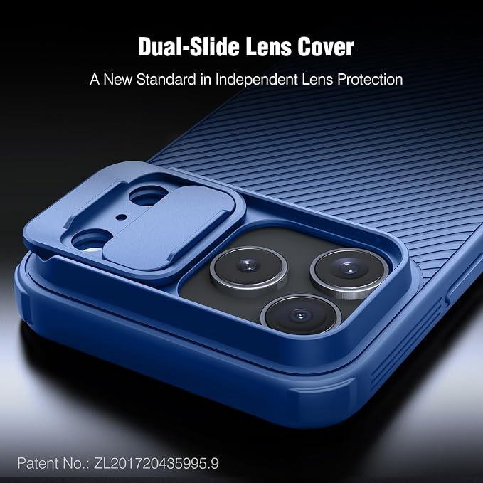 Nillkin Camshield Case for iPhone 17 Pro Max Case, [Built-in Dual Camera Cover][Slim Profile] [Military Grade Drop Protection] Shockproof Bumper Phone Case 6.9 inch 2025 Blue