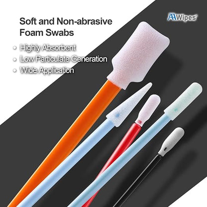AAwipes Cleanroom Foam Tip Swab Set (5 Colors & Styles, 100 Pack) - Assorted Multi-Use Cleaning Swabs for Camera, Optical Lens, Arts & Crafts, Painting, Gun, Printer, Auto Detailing (FC502)