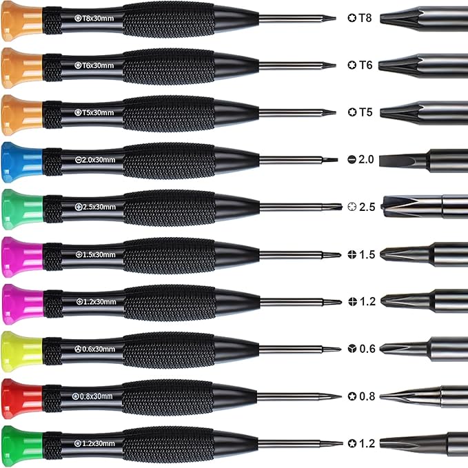 24 Pieces Opening Pry Tool Screwdriver Set Open Replace Screen Battery Repair Tools Kit for Fix Apple iPhone 17 16 15 14 13 12 11 X Pro Max Plus, iPad, iPod, Cellphone, Computer Tablet, Xbox