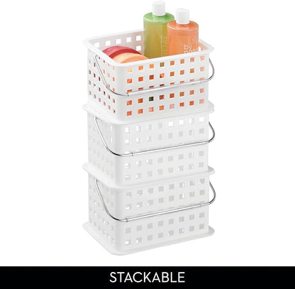 iDesign Portable Shower Caddy Basket with Handle for College Dorm or Bathroom - White - Made in USA
