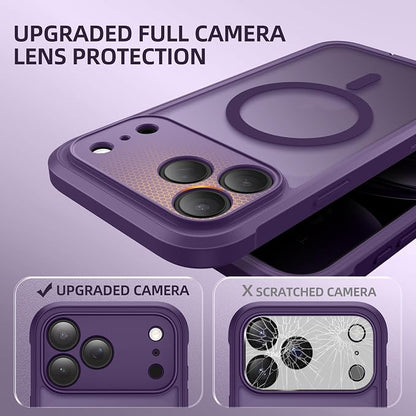 BERFY for iPhone 17 Pro Max Case, Compatible with MagSafe, Built-in Privacy Screen Protector, Camera Protection, Shockproof Full Body Phone Case 6.9", Translucent Deep Purple