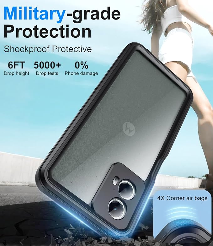 for Motorola Moto G 5g 2024 Case, IP68 Waterproof with Built-in Screen Protector, Full Body Shockproof Dustproof Rugged Protective Phone Case for Moto G 5g 2024, Black