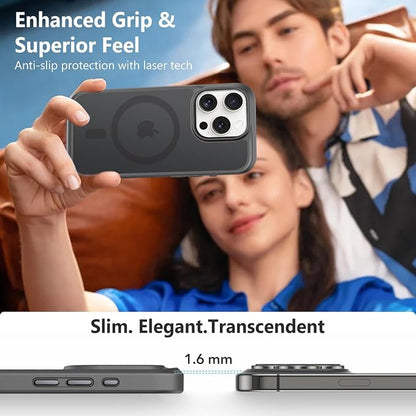 MOCCA Strong Magnetic for iPhone 14 Pro Case, [Compatible with Magsafe][13FT Military Drop Protection] Slim Translucent Matte Shockproof Case for iPhone 14 Pro Phone Case 6.1'', Titanium Black