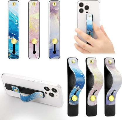 Weewooday 6 Pieces Phone Grip Holder Cell Phone Grip Strap Telescopic Finger Strap Stand Universal Finger Kickstand for Most Smartphones(Marble Color)