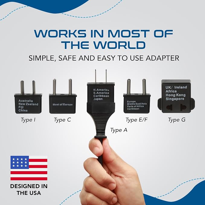 Ceptics International Worldwide Travel Plug Adapter 5 Piece Set, Great for Cell Phones, Battery Chargers, Laptops to Work in Most Countries | International Power Adapter Kit, Worldwide Compatibility, Compact Design, Included Travel Pouch, Works in Most...