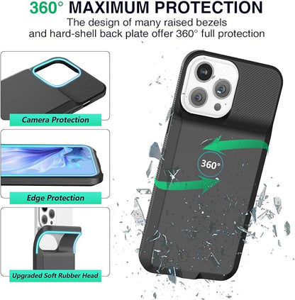 Battery Case for iPhone 14 Pro Max/14 Plus/13 Pro Max/12 Pro Max, Rechargeable Case Charger Soft TPU Anti-Slip Slim 8000mAh 15W Fast Charging Juice Box for 12/13/14 Pro Max/14 Plus 6.7inch-Black