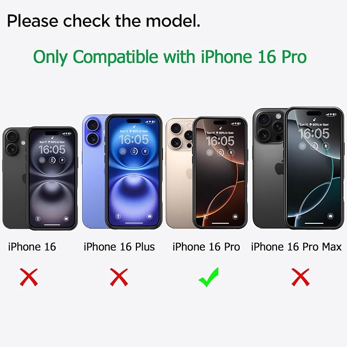 Battery Case for iPhone 16 Pro, 10000mAh Battery Pack Rechargeable Charger Case Support Carplay with Wireless Charging Compatible for iPhone 16 Pro (6.3 inch) External Battery Charging Cover(Black)